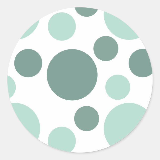 Mint Dots Classic Round Sticker (Front)