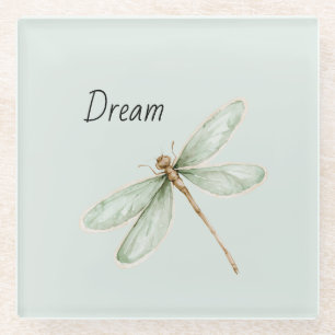 Mint Dream Dragonfly Glass Coaster
