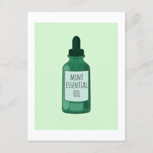 Mint Essential Oil Bottle Drawing Postcard