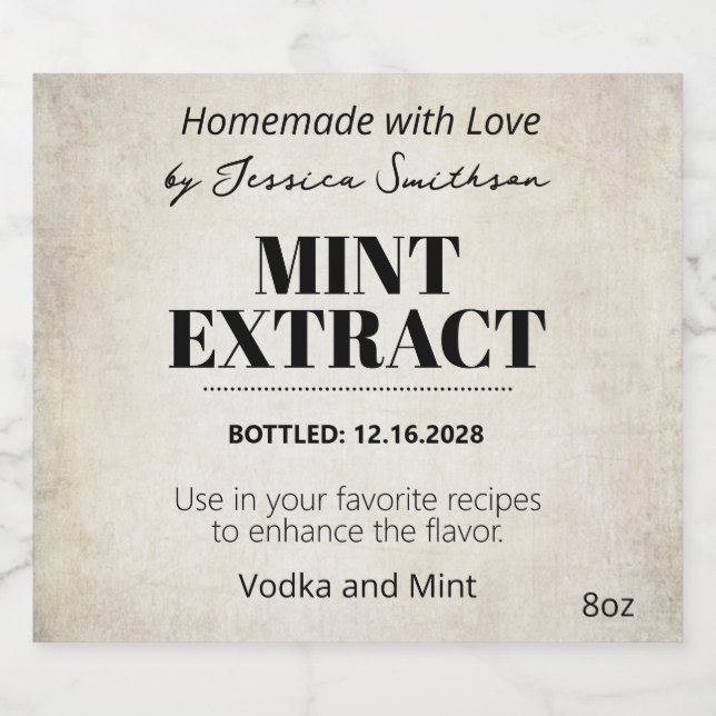Mint Extract Modern Label Sticker ZEX_001c (Single Label)
