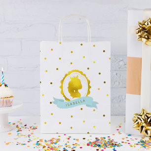 Mint Faux Gold Cameo and Confetti Dots Small Gift Bag