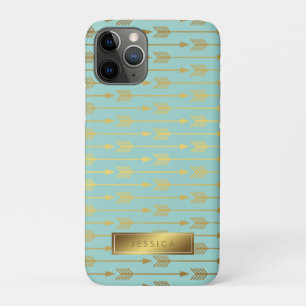 Mint Faux Gold Foil Arrows Pattern Case-Mate iPhone Case