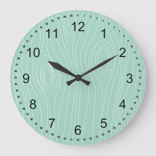 Mint Faux Wood Large Clock