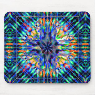 Mint flaming ball under acrylic piece out of focus mouse pad