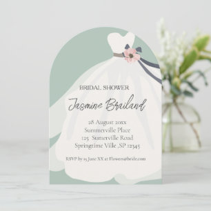 Mint Floral Bride Gown Bridal Shower Invitation