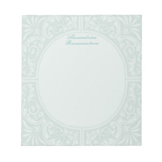 Mint Floral Relief Circular Frame Notepad