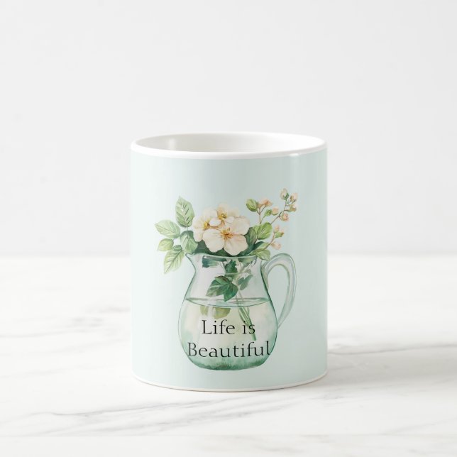 Mint Flowers in A Pitcher of Water Coffee Mug (Center)