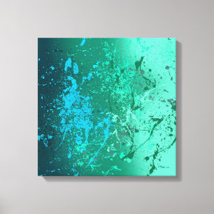 Mint Flurry Abstract Spatter Art Canvas Print