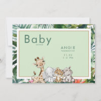 Mint Foliage Jungle Animals Baby Shower