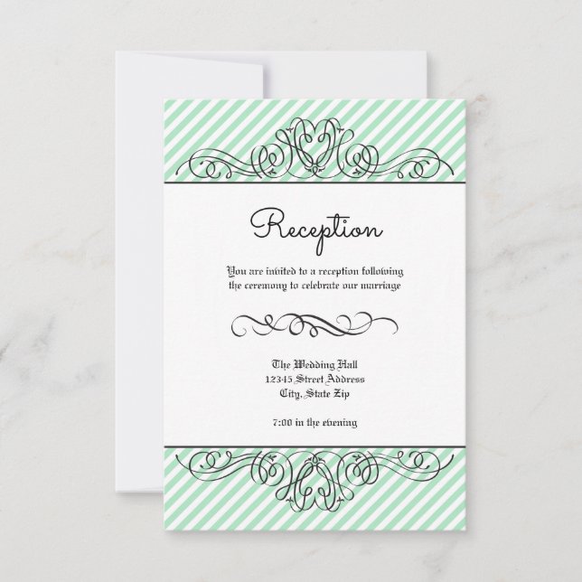 Mint Formal Floral Flourish - Reception Invitation (Front)