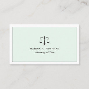 Mint Frame Attorney Justice Scale Professional Business Card