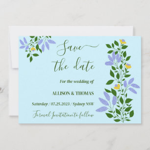 Mint Garden Flowers Wedding Save the date Invitation