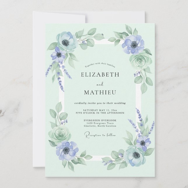 Mint Gentle Spring Wedding Invitation (Front)
