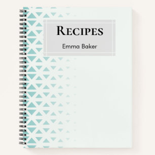 Mint Geometric Custom Recipe Spiral Notebook