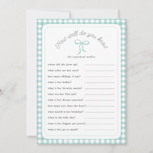 Mint gingham How well do you know shower Game Invitation