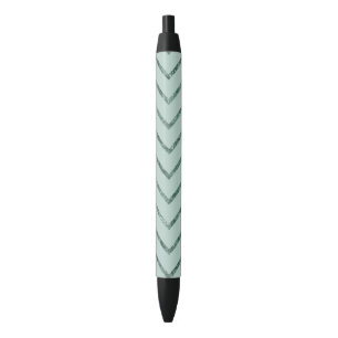 Mint Glam Chevron Zigzag Stripes Black Ink Pen