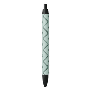 Mint Glam Chevron Zigzag Stripes Black Ink Pen