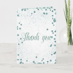 Mint Glam Confetti Dots Thank you Card