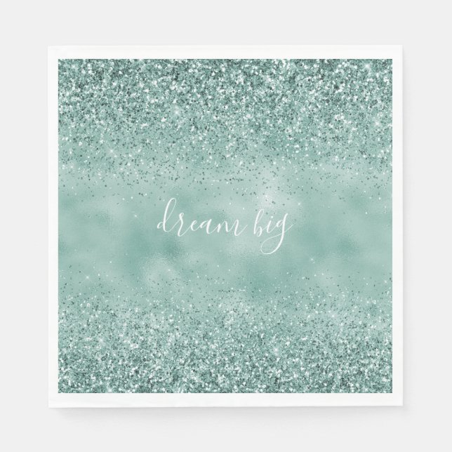 Mint Glam Glitz Glitter Napkin (Front)