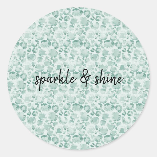 Mint Glam Leopard Print Classic Round Sticker (Front)