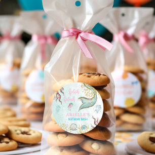 Mint Glitter Mermaid tail under the sea  Classic Round Sticker