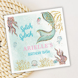 Mint Glitter Mermaid tail under the sea Napkin