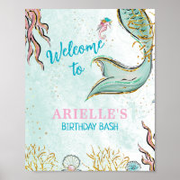 Mint Glitter Mermaid tail under the sea Welcome