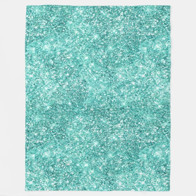 Mint Glitz Glitter Fleece Blanket (Front)