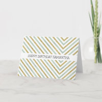 Mint Gold and White Chic Chevron Birthday