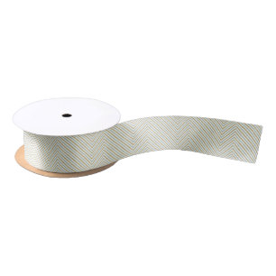 Mint Gold and White Chic Chevron Satin Ribbon