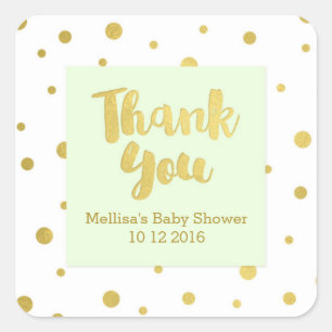Mint Gold Baby Shower Thank You Favour Sticker