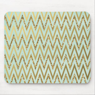 Mint & Gold Chevron Mousepad