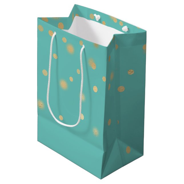 Mint Gold Confetti Medium Gift Bag (Front Angled)