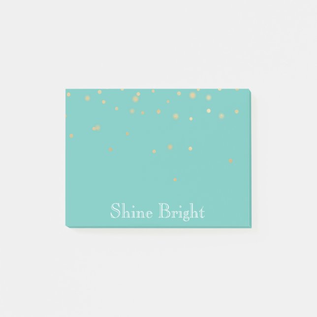 Mint Gold Confetti Post-it Notes (Front)