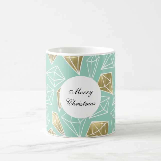 Mint Gold Diamonds Christmas Coffee Mug (Center)