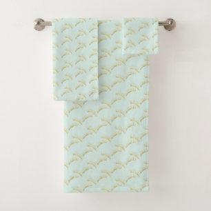 Mint Gold Eyelashes Bath Towel Set