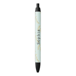 Mint Gold Eyelashes Black Ink Pen