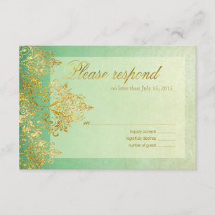 Mint & Gold Gatsby Glitter Flourish RSVP