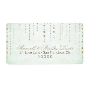Mint & Gold Glitter Look Wedding Address Labels