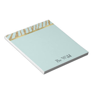 Mint Gold Glitter Zebra Notepad