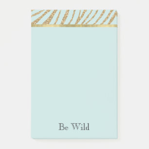 Mint Gold Glitter Zebra   Post-it Notes