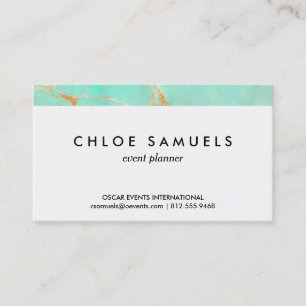Mint & Gold Marble Abstract Aqua Teal Painted Look Business Card