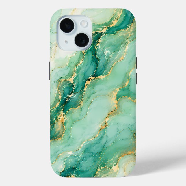 Mint & Gold Marble Luxury Case-Mate iPhone Case (Back)