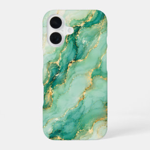 Mint & Gold Marble Luxury iPhone 16 Case