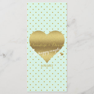 Mint Gold Polka Dot Wedding Ceremony Program Cards