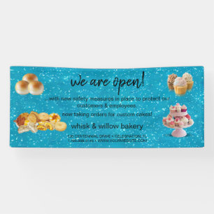 Mint & Gold Whisk Bakery Business Reopening Banner
