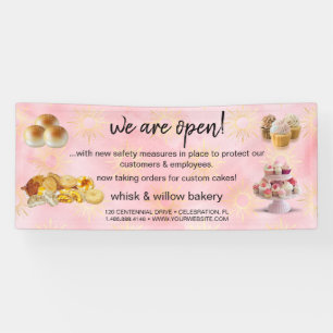 Mint & Gold Whisk Bakery Business Reopening Banner