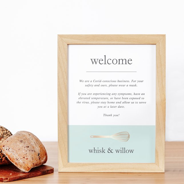 Mint & Gold Whisk | Bakery Covid Safety Welcome Poster (Creator Uploaded)