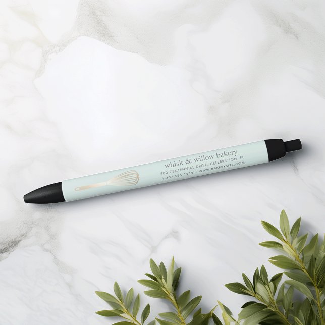 Mint & Gold Whisk | Bakery or Catering Business Black Ink Pen (Creator Uploaded)