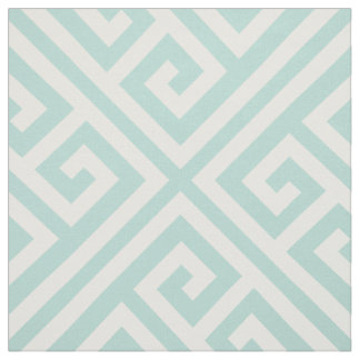 Mint Greek Key Large Scale Fabric